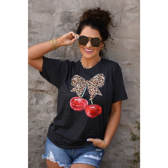 Tops - 17. Leopard Bow Cherry Tee
